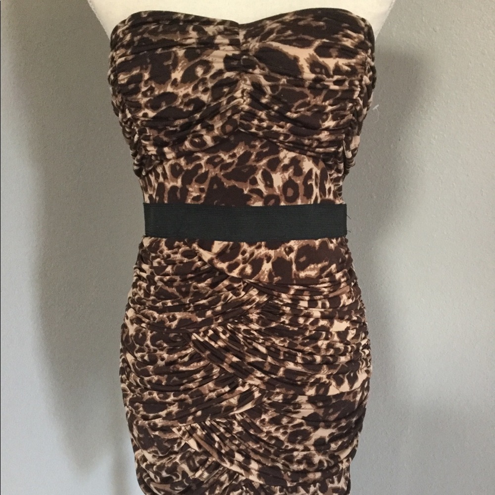 Leopard cheetah club bodycon dress ruched
